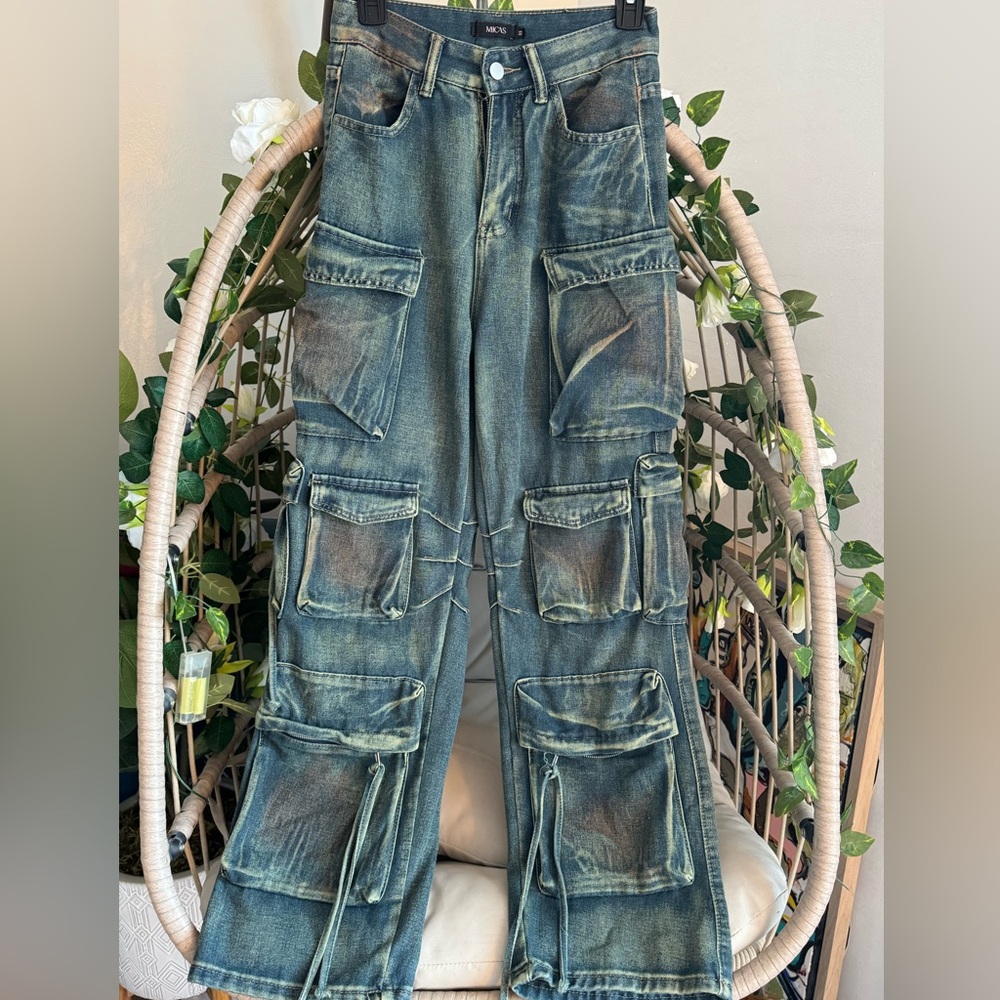 Micas Cargo Distressed Denim